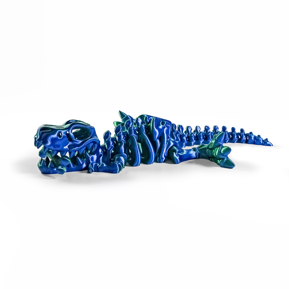 Динозавр-скелет Ти-Рекс (T-rex Dino) с косточкой, гибкая фигурка, сине-зеленый