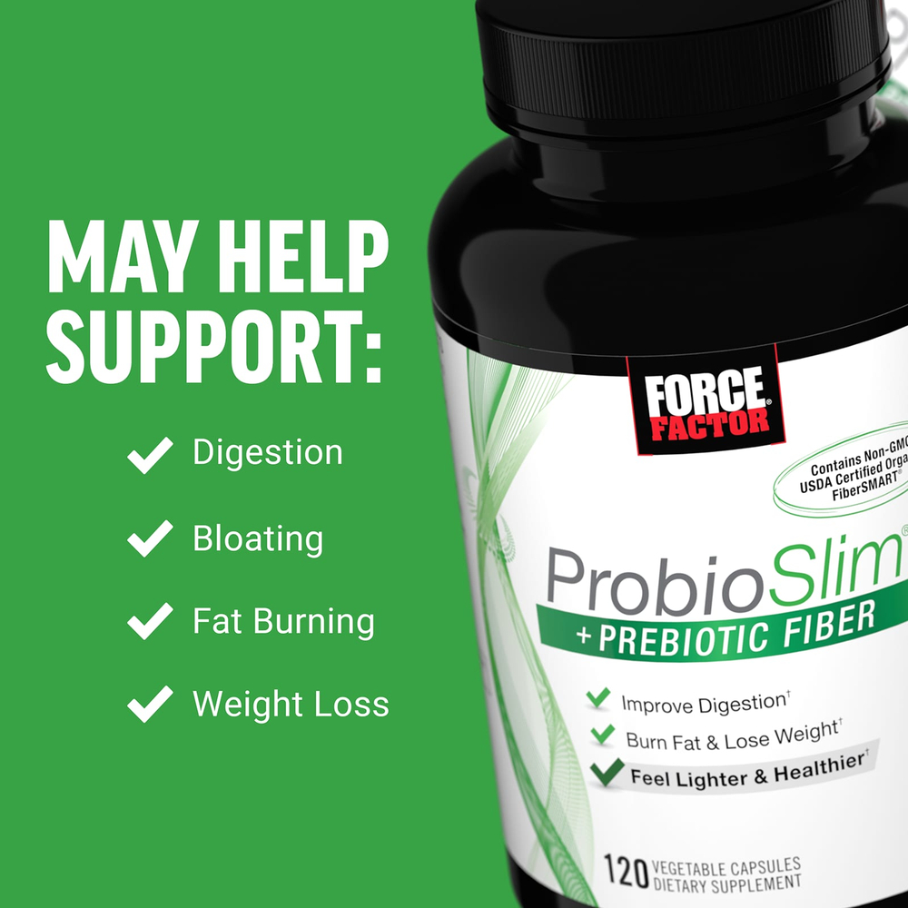 Force Factor, ProbioSlim® + пребиотическая клетчатка, 120 растительных капсул