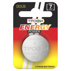 Батарейки Трофи CR2430-1BL ENERGY POWER Lithium | Батарейки Литиевые