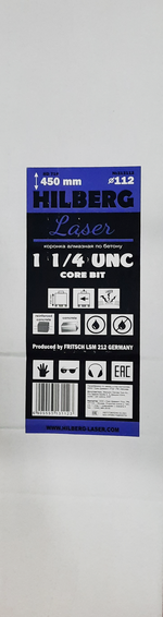 Коронка алмазная 112*450 Hilberg Laser 1 1/4 UNC HD714