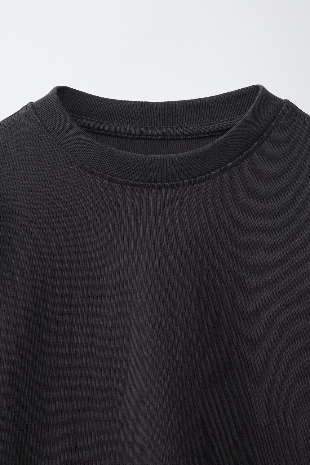 ZARA ФУТБОЛКА ИЗ ПЛОТНОГО ХЛОПКА, АНТРАЦИТОВО-СЕРЫЙ