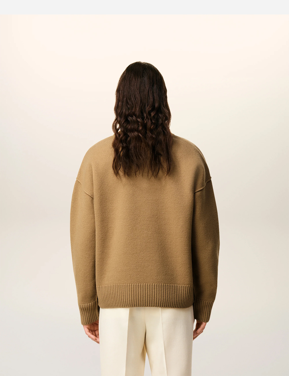AMI PARIS Wool Ami De Coeur Polo "Camel" (UPL409.018.288)