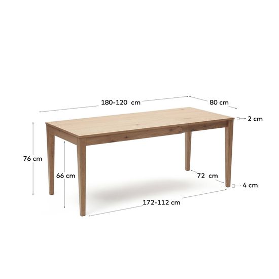 Yain Раздвижной стол из дубового шпона и массива дуба 120 (180) x 80 см La Forma Испания