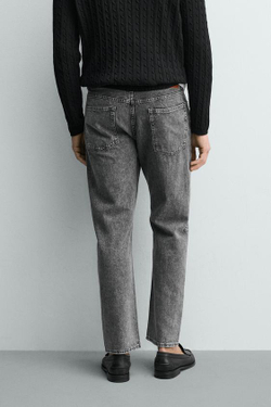 ZARA ДЖИНСЫ REGULAR FIT ОБЛЕГЧЕННЫЕ, СЕРЫЙ