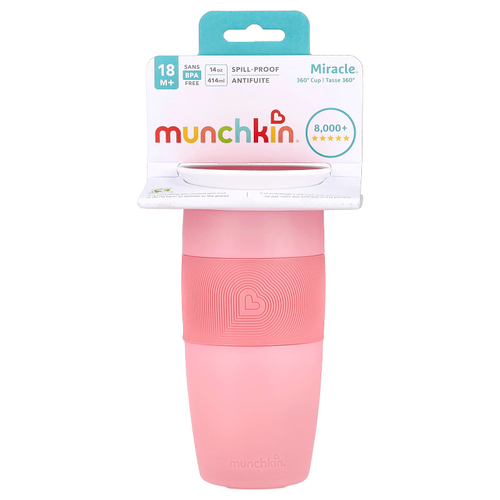 Munchkin, Miracle® 360 ° Cup, от 18 месяцев, светло-розовый, 414 мл (14 унций)