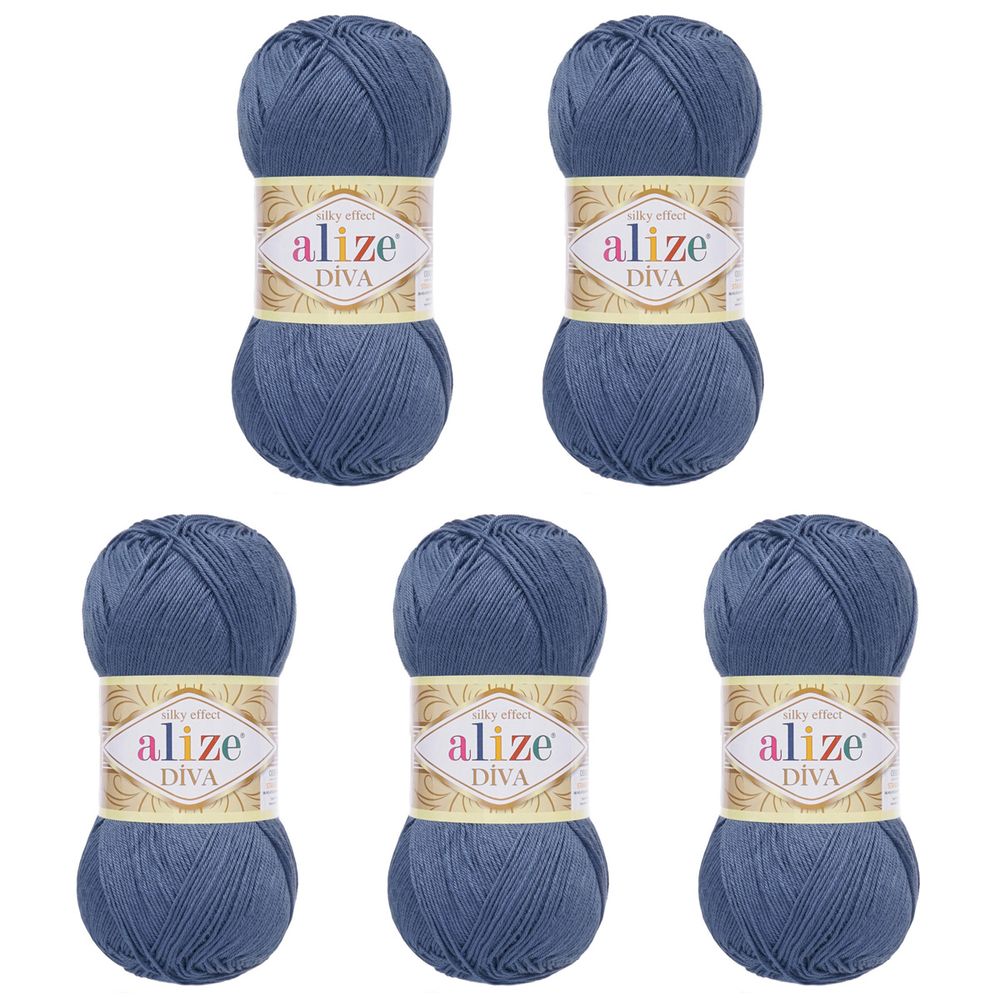 Пряжа Alize (Ализе) Diva / уп.5 мот. по 100 г, 350м, 353 ярко-синий A