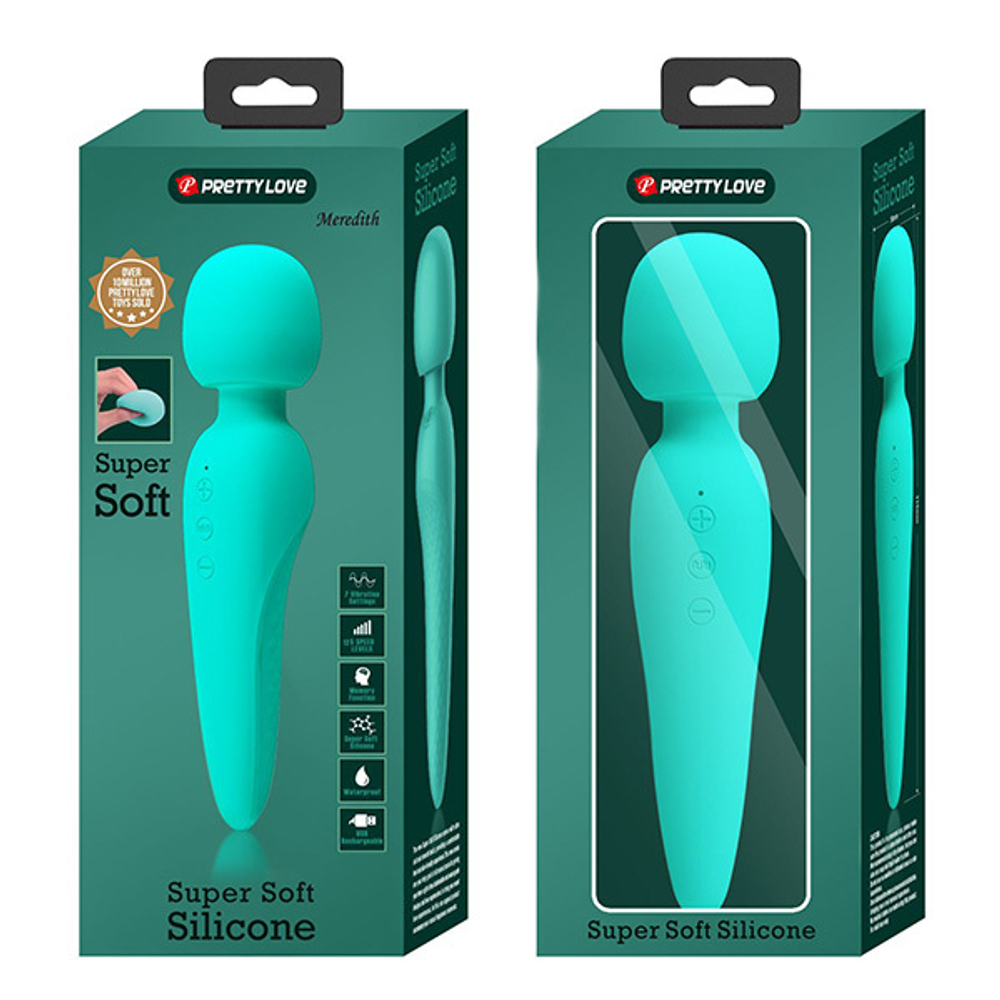 Бирюзовый wand-вибратор 21,5см Pretty Love Meredith BI-014668-4