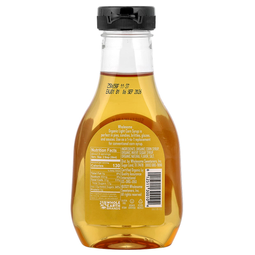 Wholesome Sweeteners, Органический легкий кукурузный сироп, 228 г (7,7 жидк. унц.)
