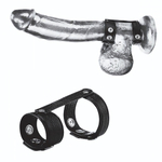 Утяжка на пенис с клёпками Duo Snap Cock And Ball Ring (Цвет: черный)