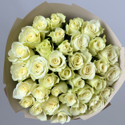 Flower bouquet of 35 white Kenyan roses
