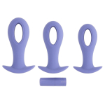 Набор из 3 анальных пробок с вибропулей Hole Punch Plug Set (Цвет: сиреневый)