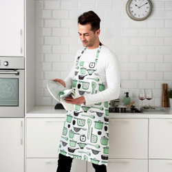IKEA RINNIG  (ИКЕА РИННИГ)  -  Кухонный фартук, белый/зеленый/узор, 69x85 см