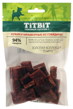 Лакомство для собак Мраморные кубики из говядины, 80г Золотая коллекция ТитБит