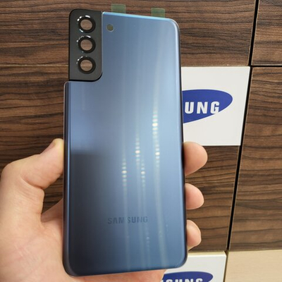 Крышка для Samsung S21 Plus - задняя стеклянная панель премиум качество (синего цвета)