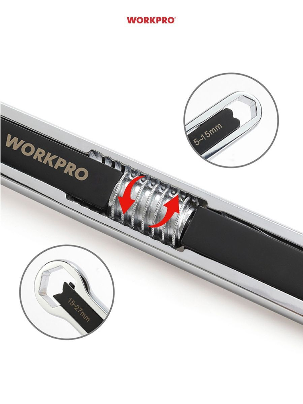 Разводной накидной ключ универсальный WORKPRO WP272017 5-11
