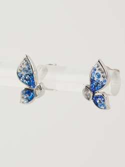 Серьги Голубая бабочка с кристаллами Swarovski