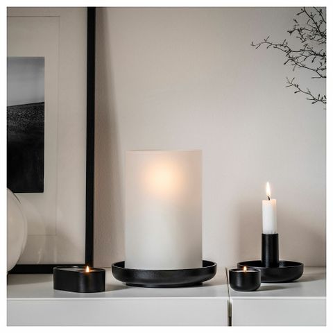 Подсвечник IKEA HEDERVARD (ХЕДЕРВЭРД), Металл, Стекло, 22 см