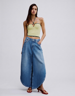 Женские широкие джинсы с боковыми разрезами - BERSHKA