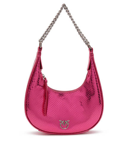 Кожаная сумка хобо brioche hobo mini pelle lamina Pinko - розовый(101433 A180)
