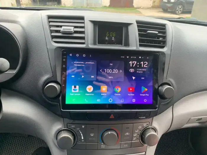 Магнитола для Toyota Highlander 2 2007-2013 XU40 - Parafar PF035T1XHD на Android 13, CarPlay, 4G SIM-слот (крутилки декоративные)