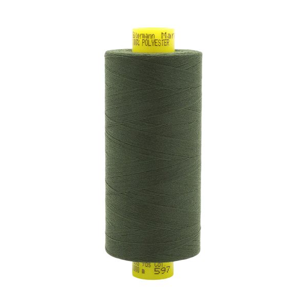 Нитка Gutermann Mara 150 (1000 метров), 1 кат., особо тонкая | 597 зеленый хаки