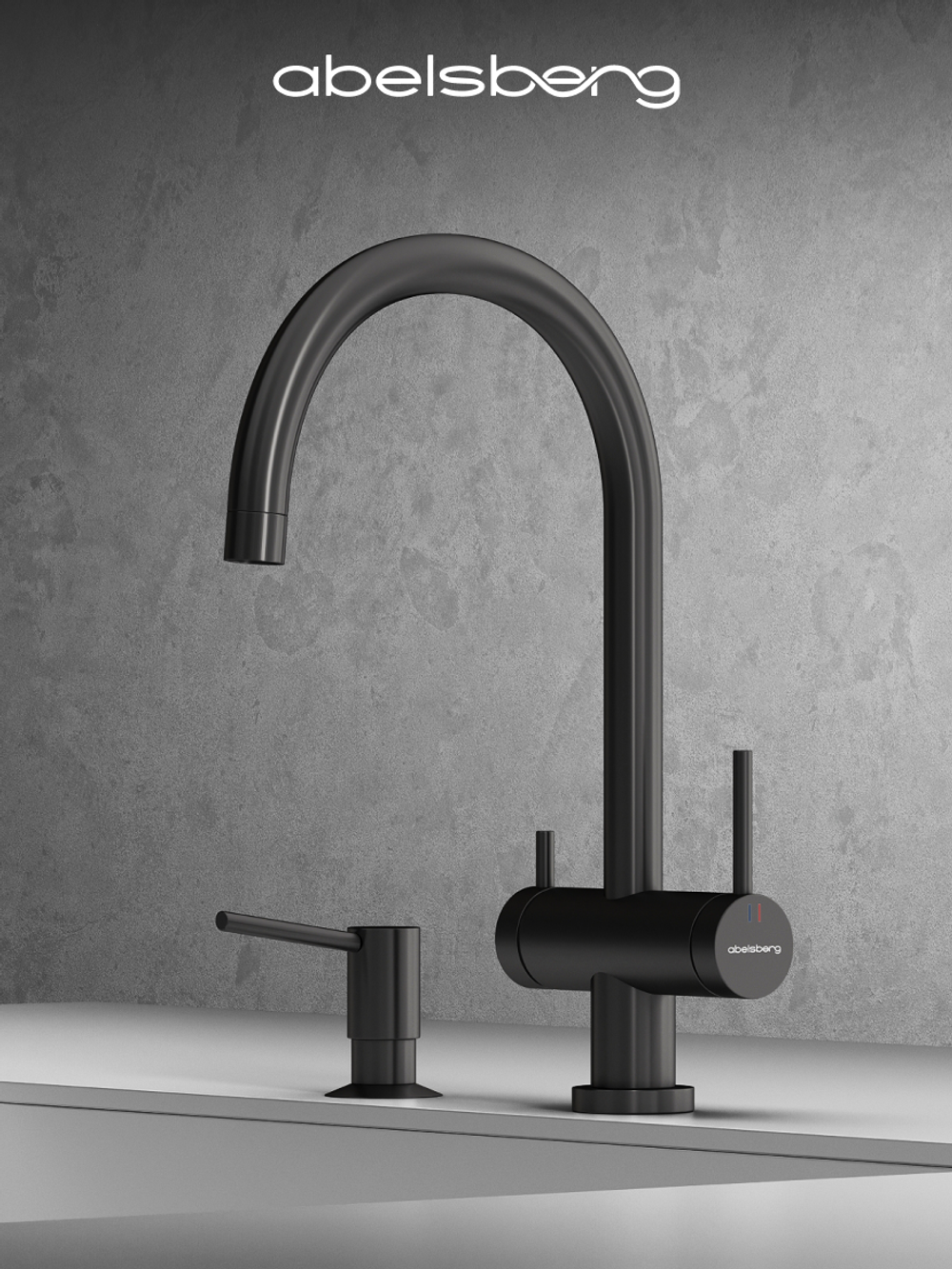 Смеситель для кухни Abelsberg Aera AWF70029GM с возможностью подключения фильтра для воды, цвет космическая сталь, PVD покрытие