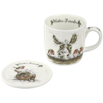 Набор из кружки и подставки 310мл Осел и малиновка Royal Worcester