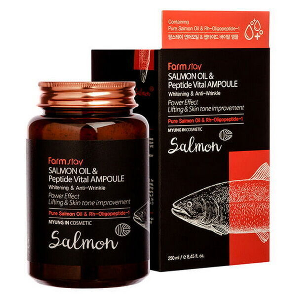 Сыворотка с лососевым маслом и пептидами FarmStay Salmon Oil & Peptide Vital Ampoule, 250мл
