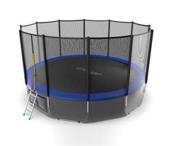 EVO JUMP External 16ft (Blue) + Lower net. Батут с внешней сеткой и лестницей, диаметр 16ft (синий) + нижняя сеть