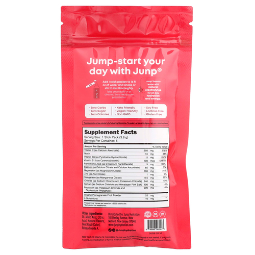 JUNP Hydration, электролитная порошковая смесь, со вкусом лесных ягод, 5 пакетиков по 3,8 г (0,13 унции)