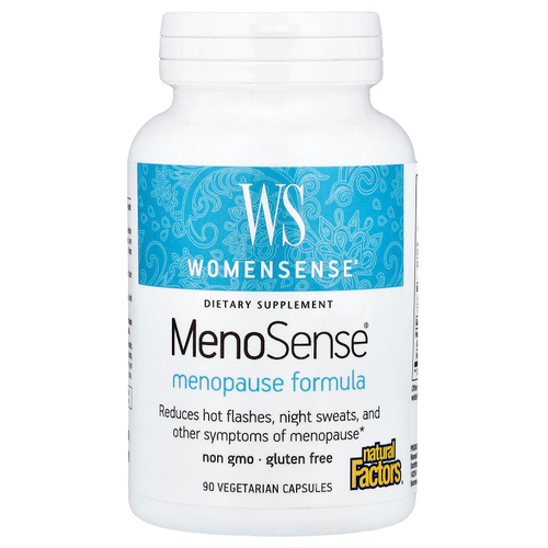 Natural Factors, WomenSense®, MenoSense®, средство для поддержки в период менопаузы, 90 вегетарианских капсул