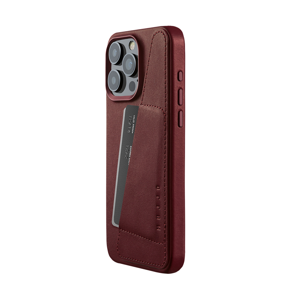 Чехол-кошелёк Mujjo Wallet Leather Case для iPhone 15 Pro Max Burgundy