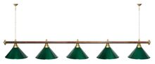 Лампа STARTBILLIARDS 5 пл. (плафоны коричневые,штанга золотая,фурнитура золото)