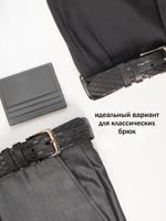 Ремень из натуральной кожи черный с рисунком