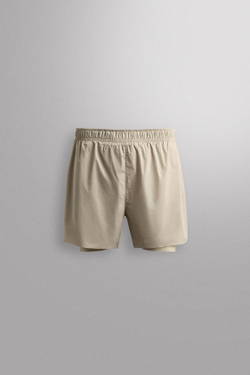 ZARA ШОРТЫ ДЛЯ БЕГА 2 В 1, СЕРЫЙ/БЕЖЕВЫЙ