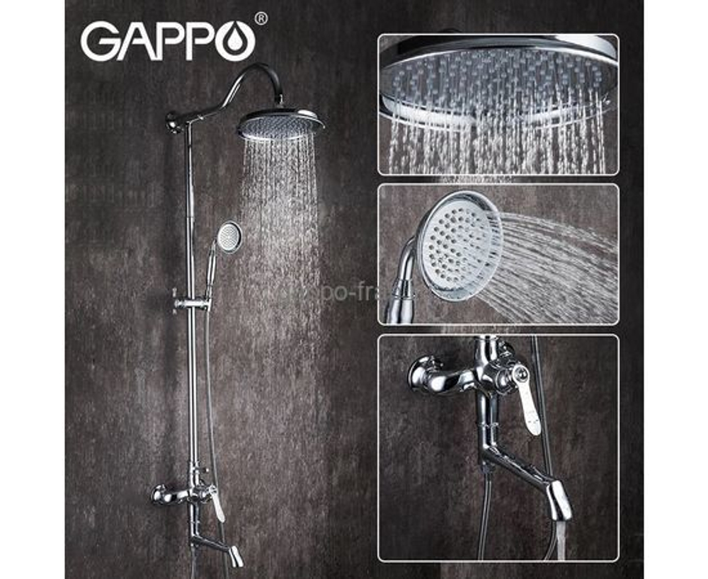 Смеситель GAPPO G2469 душевая система, смеситель, хром, излив