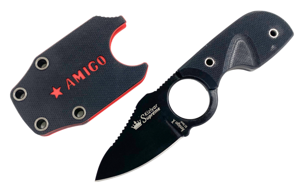 Шейный нож Amigo X, сталь D2 Black Titanium, 4650065056076
