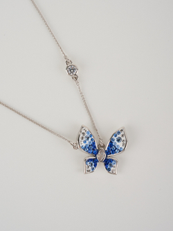 Колье Голубая бабочка с кристаллами Swarovski
