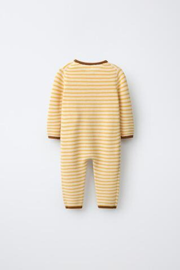 ZARA ТРИКОТАЖНЫЙ КОМБИНЕЗОН В ПОЛОСКУ WINNIE THE POOH © DISNEY, ЭКРЮ/ЖЕЛТЫЙ