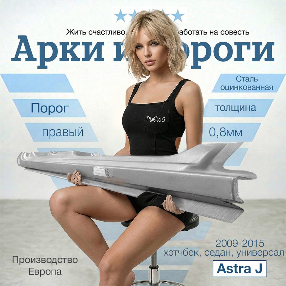 Порог правый Opel Astra J 2009-2015 (Polcar) хэтчбек, седан, универсал