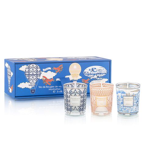 Manhattan-Paris-Mykonos, набор свечей trio travel, Baobab Collection