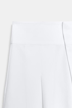 ZARA БРЮКИ BALLOON С ЗАЩИПАМИ, БЕЛЫЙ