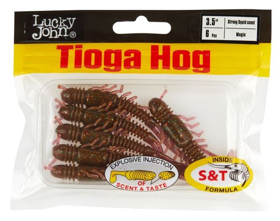Виброхвосты съедобные LJ Pro Series TIOGA HOG 3.5in (8,9 см), цв. S14, 6 шт.