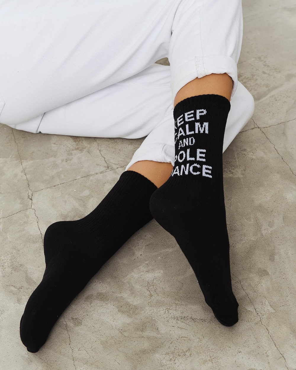 Носки женские высокие черные " KEEP CALM AND POLE DANCE "