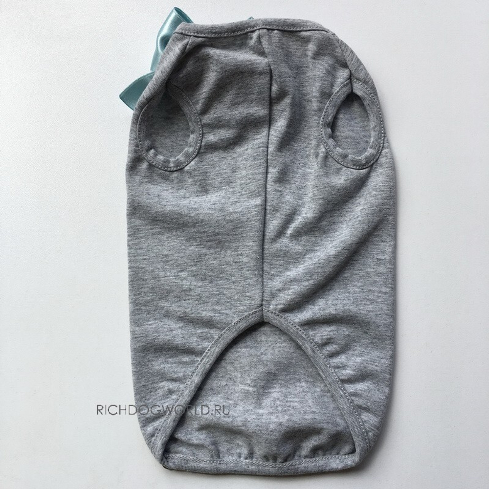 PG323 Маечка для собак, серая с голубым "For Pets Only - Happy Love Grey Cotton Jersey" (Италия)
