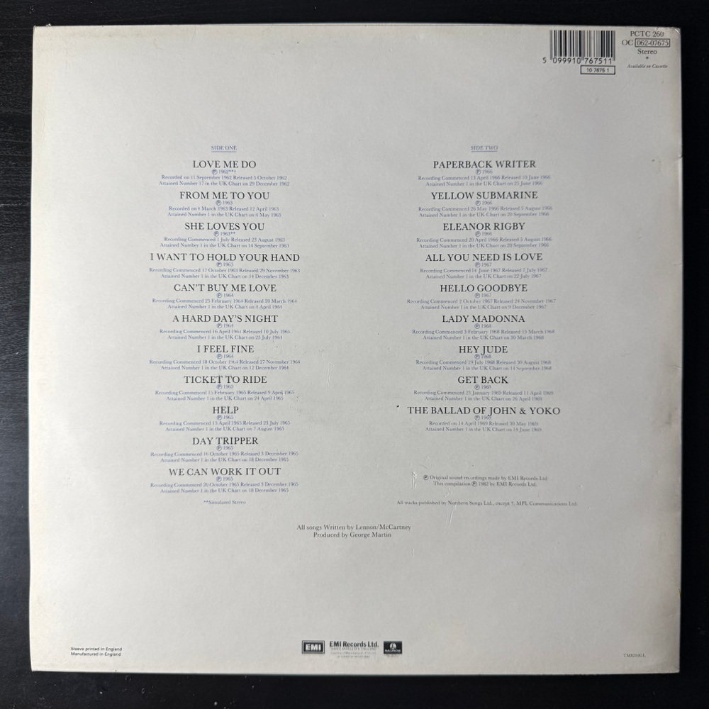 The Beatles ‎– 20 Greatest Hits (Англия 1982г.)