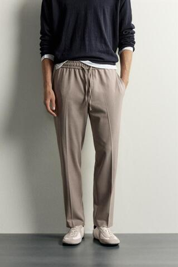 ZARA БРЮКИ-ДЖОГГЕРЫ КОМФОРТНОЙ ПОСАДКИ, РЫЖЕВАТО-КОРИЧНЕВЫЙ