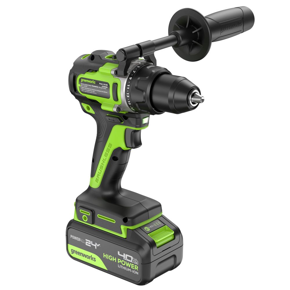 Дрель-шуруповерт акк. Greenworks GD24DD90, 24V, б/щет, 45/90Нм,2x4Ач,ЗУ,кор (3707507CUD)