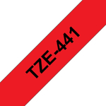 Brother TZE-441 кассета с лентой для печати наклеек, чёрный шрифт на красной основе, 18мм*8м