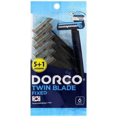 DORCO Cтанки для бритья c увлажняющей полоской одноразовые Dorco 2, (5+1 шт) # §